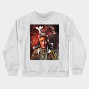 Swallow Bird mixed media Native American Indian painting Crewneck Sweatshirt